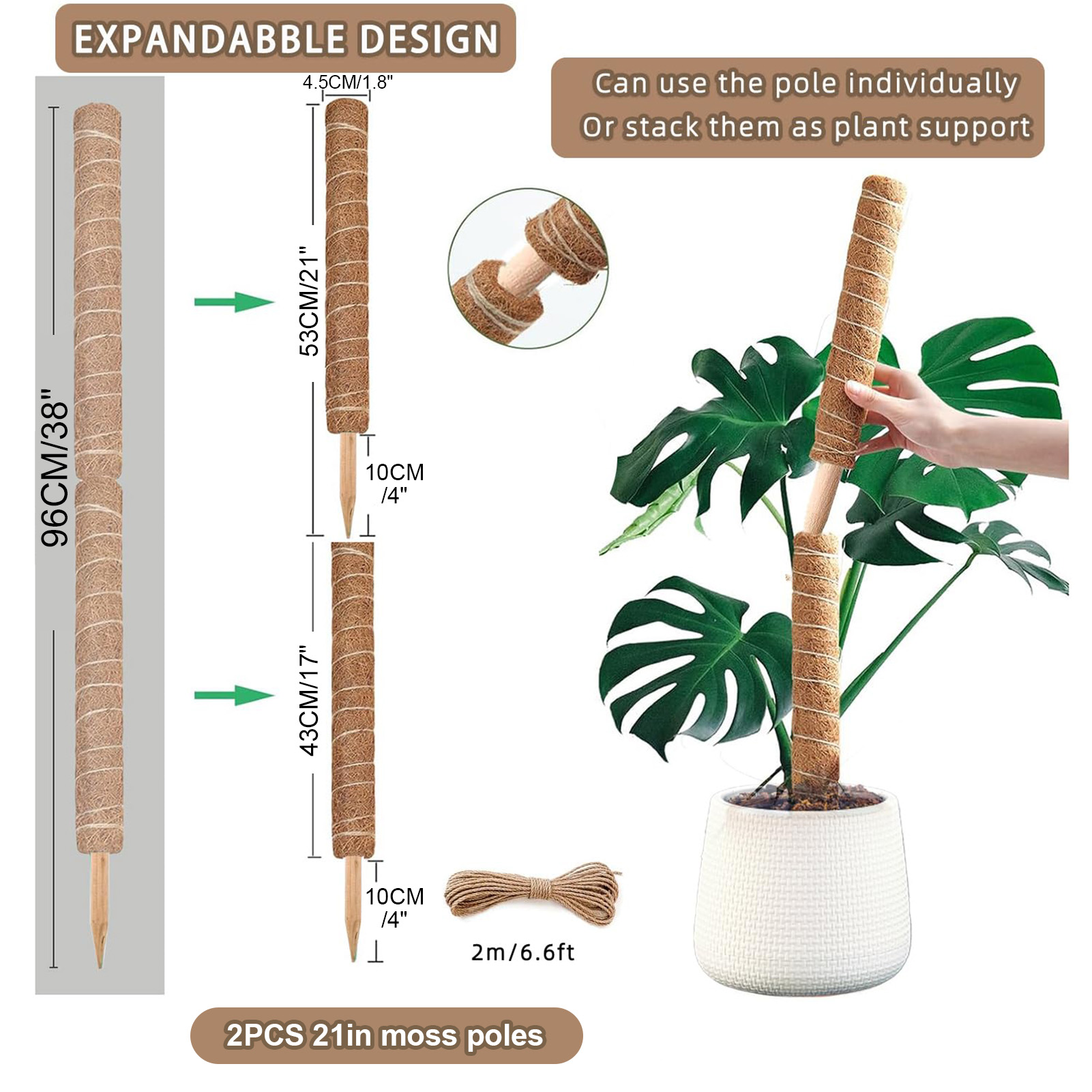 Moss Pole 38/43/53CM Monstera  - Sphagnum Moss Dry review and price